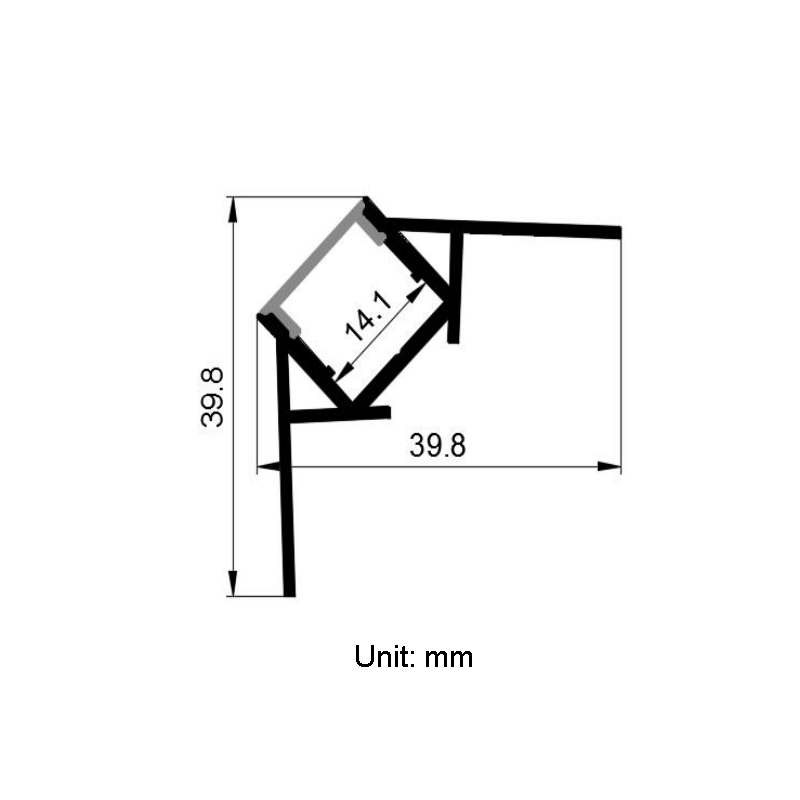 Plaster In LED Black Channel Corner Profile For 12mm RGB LED Strip Lights Plaster In LED Black Channel Corner Profile For 12mm RGB LED Strip Lights